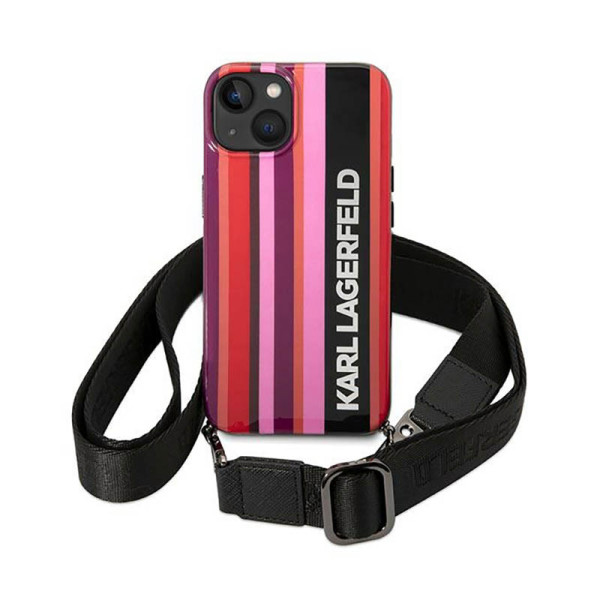 Etui Do iPhone 14 Karl Lagerfeld Color Stripes Strap Różowy