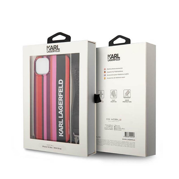 Etui Do iPhone 14 Karl Lagerfeld Color Stripes Strap Różowy