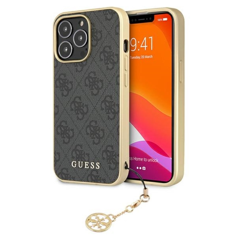 Etui Do iPhone 13 Pro Max Guess 4G Charms Collection Szary