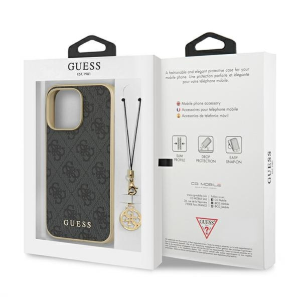 Etui Do iPhone 13 Pro Max Guess 4G Charms Collection Szary