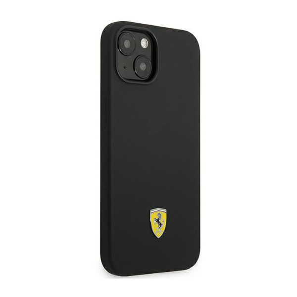 Etui Do iPhone 14 Ferrari Silicone Metal Logo Czarny