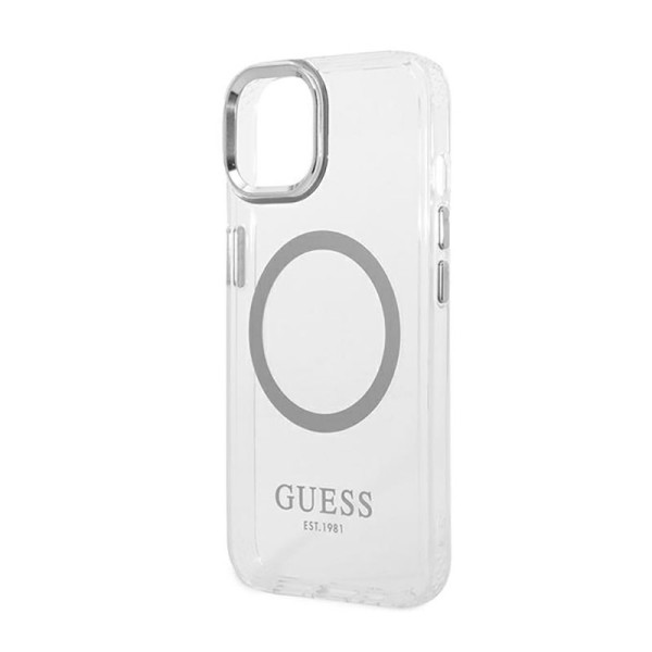 Etui Do iPhone 14 Guess Metal Outline MagSafe Przezroczysty