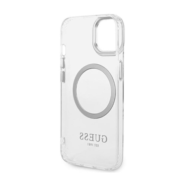Etui Do iPhone 14 Guess Metal Outline MagSafe Przezroczysty