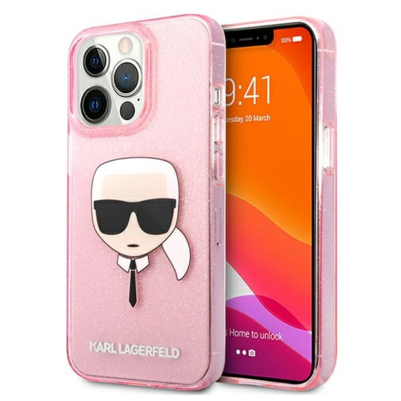 Etui Do iPhone 13 Pro Max Karl Lagerfeld Karl’S Head Glitter Różowy