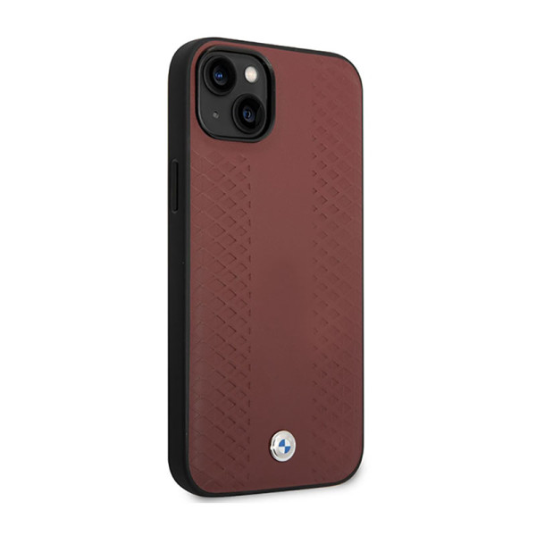 Etui Do iPhone 14 BMW Leather Diamond Pattern Brązowy