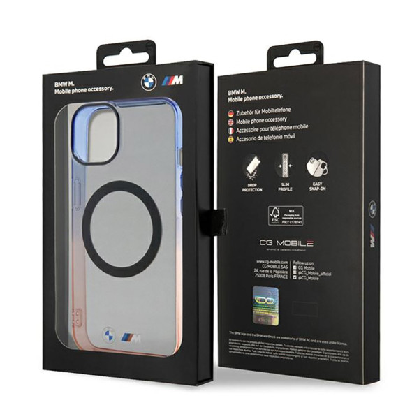 Etui Do iPhone 14 BMW Gradient Bumper MagSafe Szary
