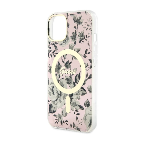 Etui Do iPhone 14 Guess Flower MagSafe Różowy