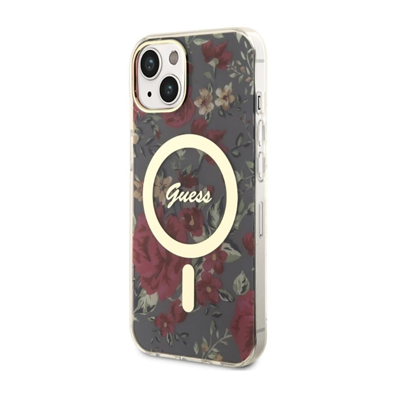 Etui Do iPhone 14 Guess Flower MagSafe Zielony