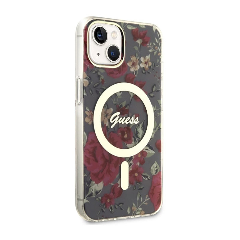 Etui Do iPhone 14 Guess Flower MagSafe Zielony