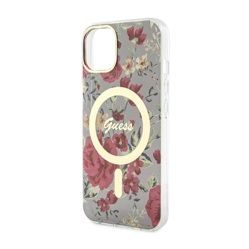 Etui Do iPhone 14 Guess Flower MagSafe Zielony