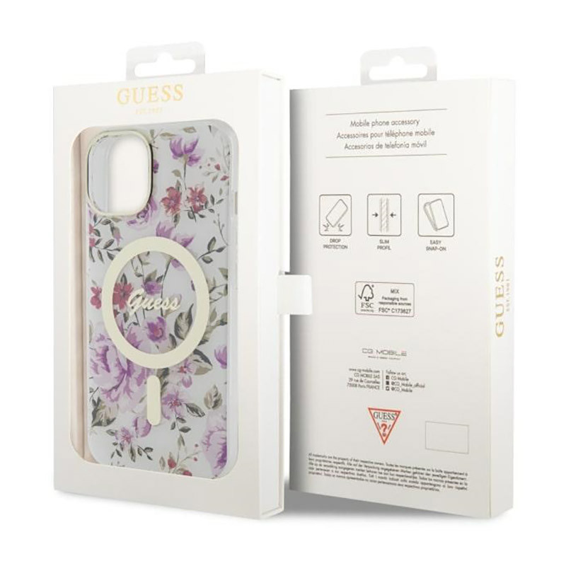 Etui Do iPhone 14 Guess Flower MagSafe...