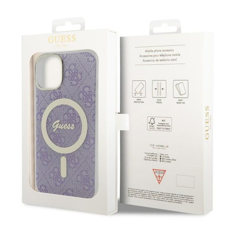 Etui Do iPhone 14 Guess 4G MagSafe Fioletowy
