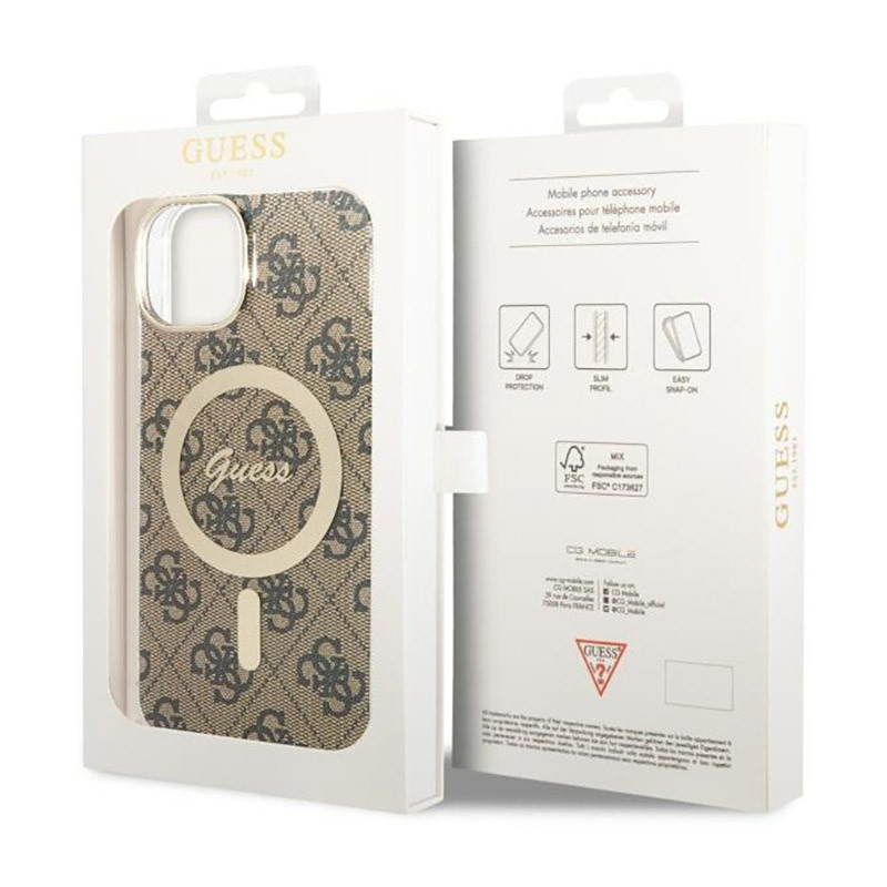 Etui Do iPhone 14 Guess 4G MagSafe Brązowy