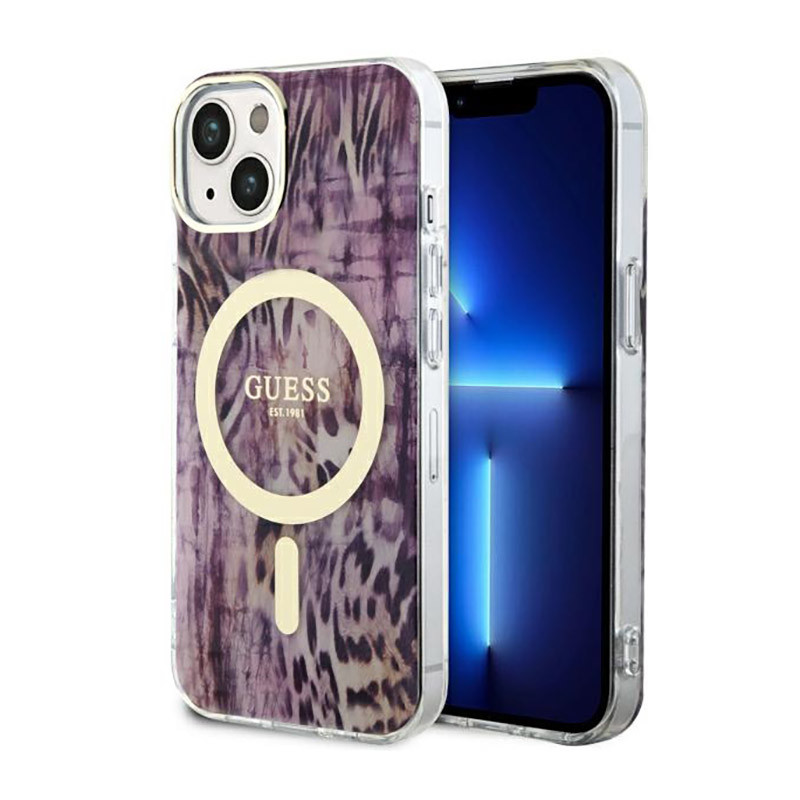 Etui Do iPhone 14 Guess Leopard MagSafe Różowy