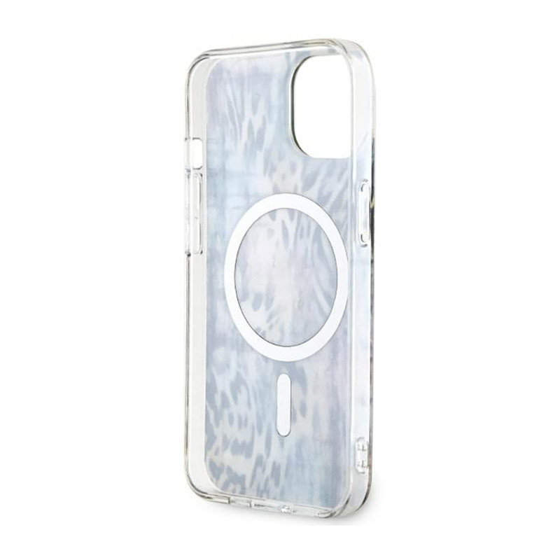 Etui Do iPhone 14 Guess Leopard MagSafe Niebieski