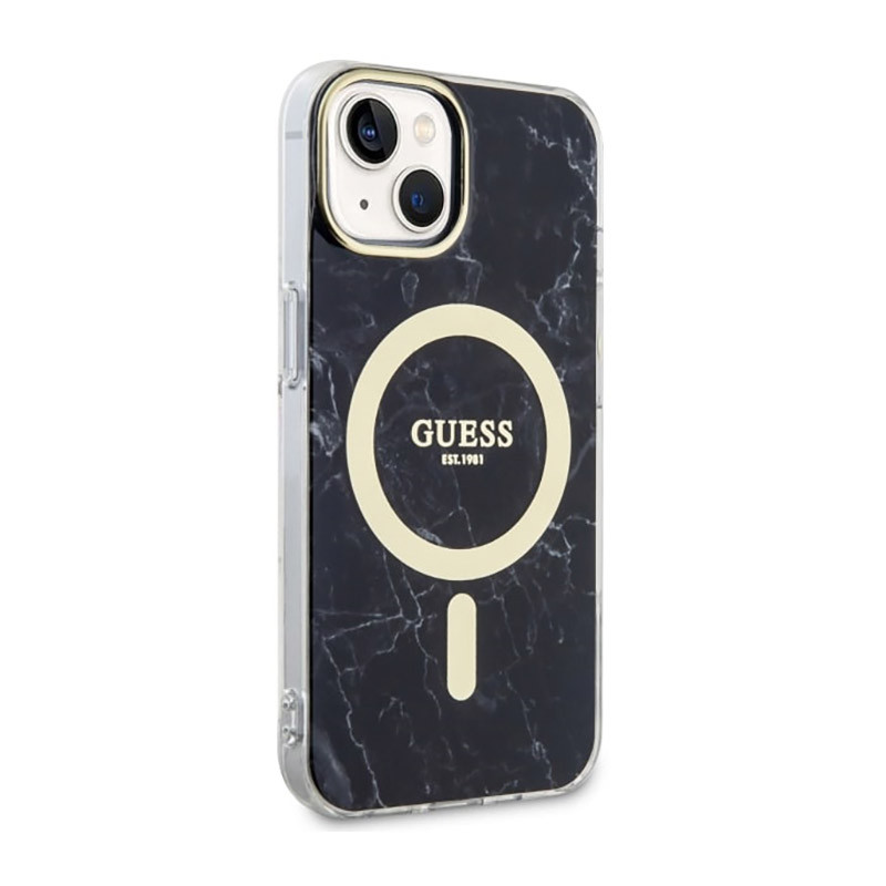 Etui Do iPhone 14 Guess Marble MagSafe Czarny