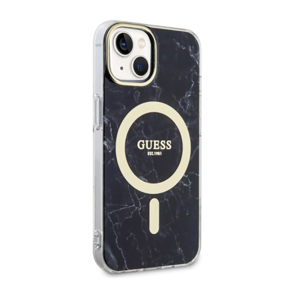 Etui Do iPhone 14 Guess Marble MagSafe Czarny