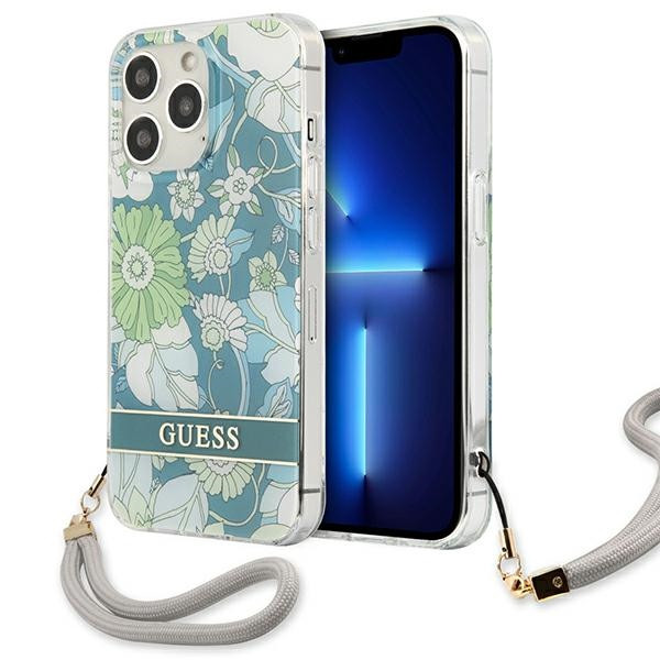 Etui Ze Smyczką Do iPhone 13 Pro Max Guess Flower Cord Zielony