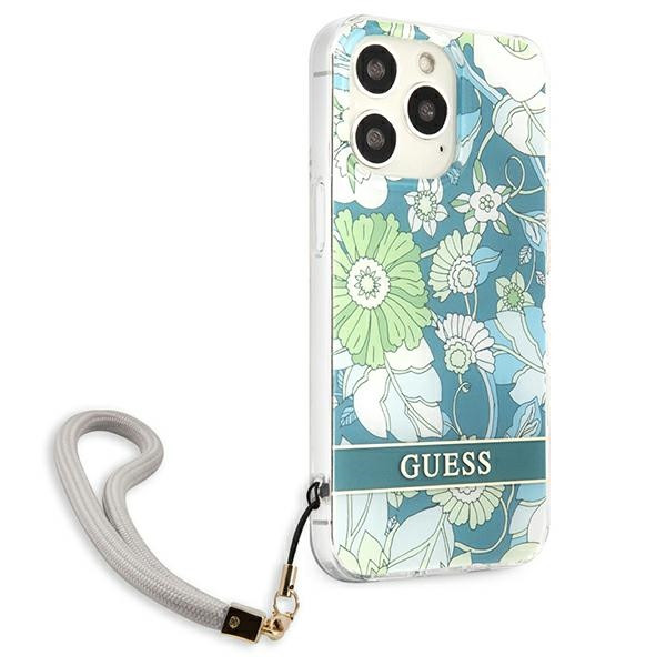Etui Ze Smyczką Do iPhone 13 Pro Max Guess Flower Cord Zielony