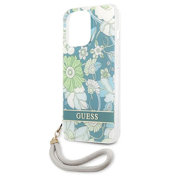 Etui Ze Smyczką Do iPhone 13 Pro Max Guess Flower Cord Zielony