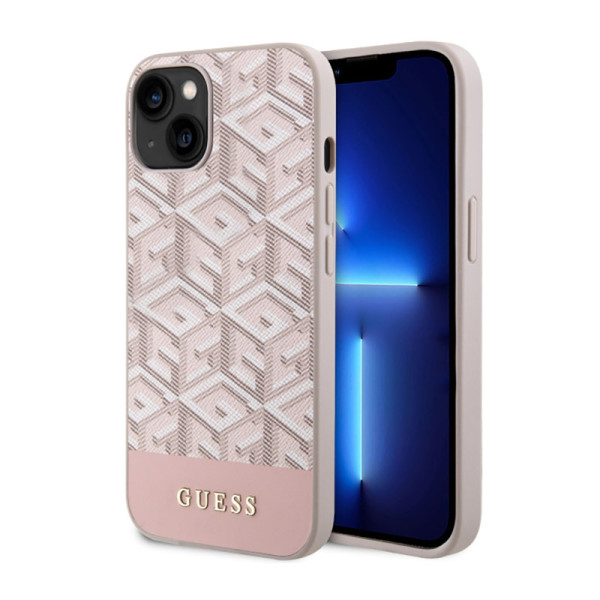 Etui Do iPhone 14 Guess Gcube Stripes MagSafe Różowy