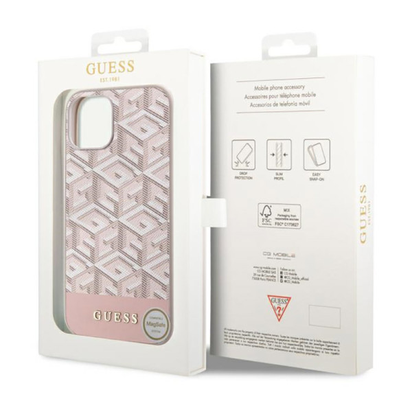 Etui Do iPhone 14 Guess Gcube Stripes MagSafe Różowy