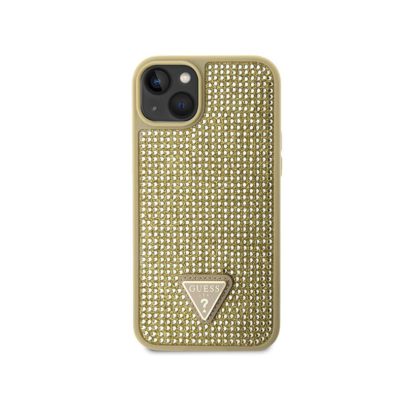 Etui Do iPhone 14 Guess Rhinestone Triangle Złoty