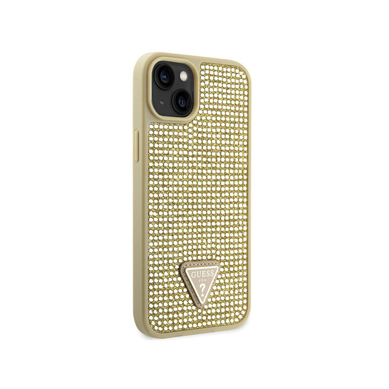 Etui Do iPhone 14 Guess Rhinestone Triangle Złoty