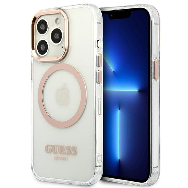 Etui Do iPhone 13 Pro Max Guess Metal Outline MagSafe Przezroczysty