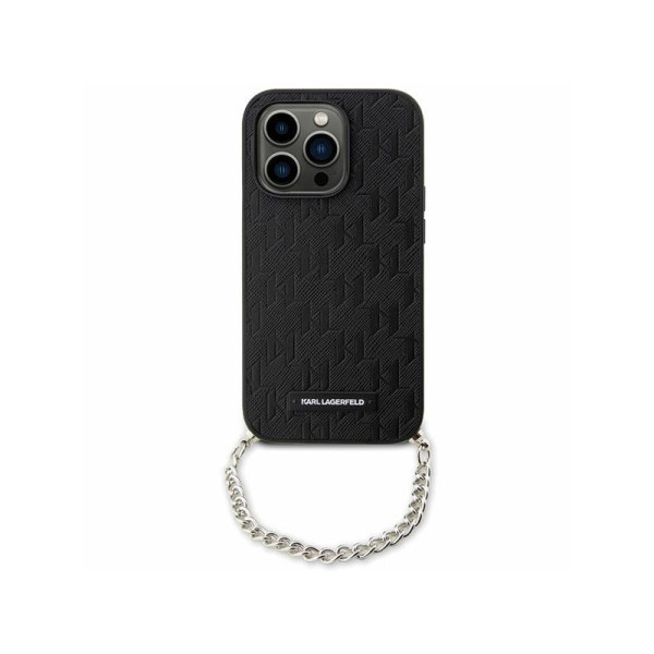 Etui Do iPhone 14 Karl Lagerfeld Saffiano Monogram Chain Czarny