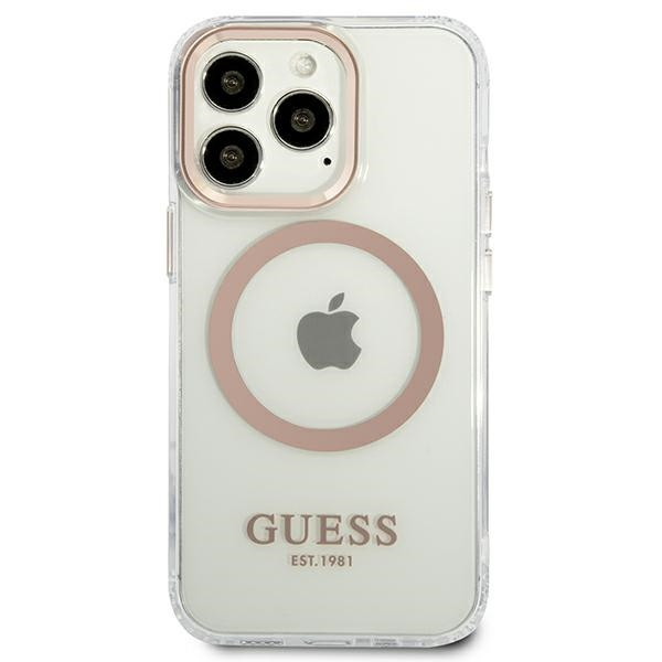 Etui Do iPhone 13 Pro Max Guess Metal Outline MagSafe Przezroczysty