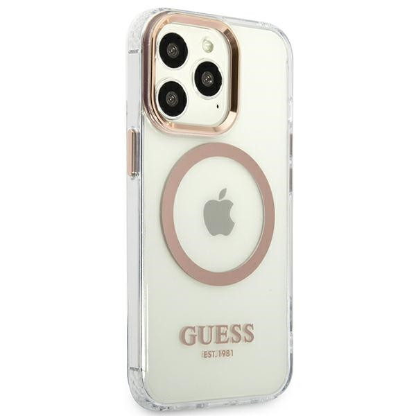 Etui Do iPhone 13 Pro Max Guess Metal Outline MagSafe Przezroczysty