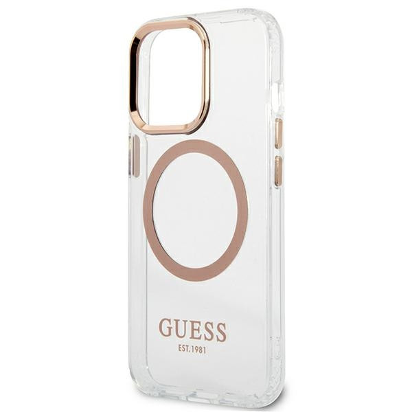Etui Do iPhone 13 Pro Max Guess Metal Outline MagSafe Przezroczysty