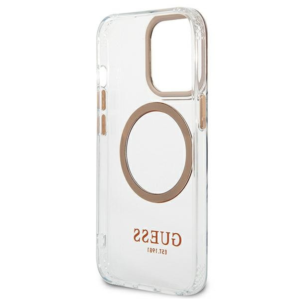 Etui Do iPhone 13 Pro Max Guess Metal Outline MagSafe Przezroczysty