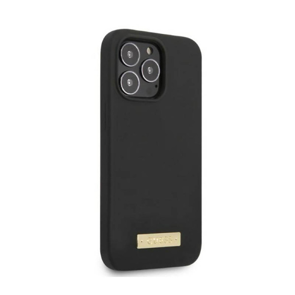 Etui Do iPhone 13 Pro Max Guess Silicone Logo Plate MagSafe Czarny