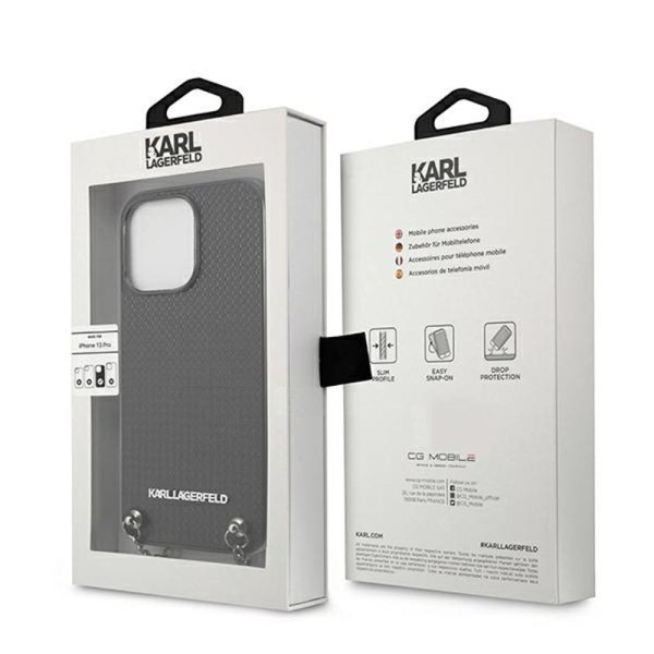 Etui Do iPhone 13 Pro Max Karl Lagerfeld Leather Textured And Chain Czarny