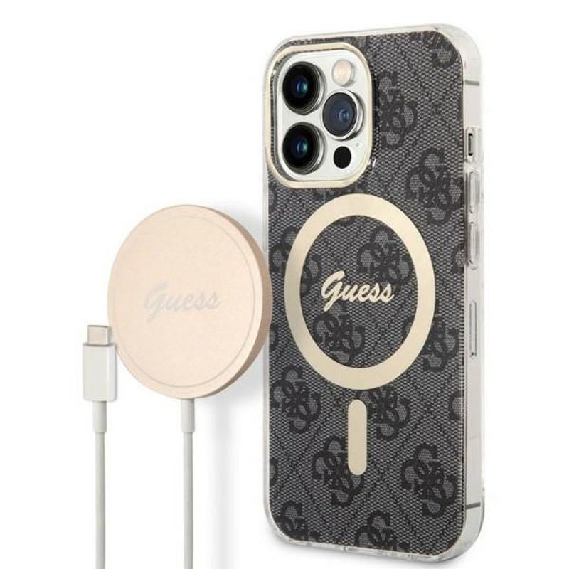 Zestaw Etui + Ładowarka MagSafe Do iPhone 13 Pro Max Guess Bundle Pack MagSafe 4G Czarny