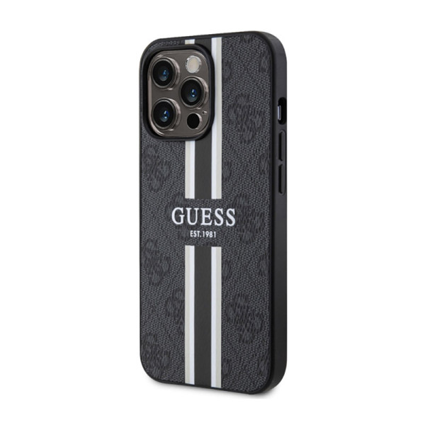 Etui Do iPhone 13 Pro Max Guess 4G Printed Stripes MagSafe Czarny