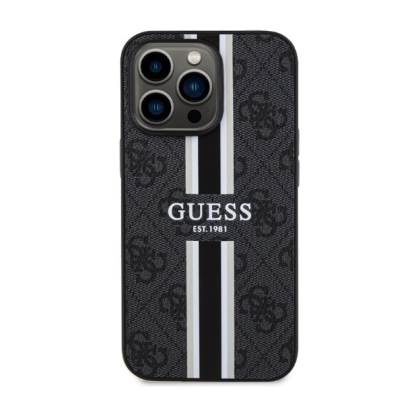 Etui Do iPhone 13 Pro Max Guess 4G Printed Stripes MagSafe Czarny