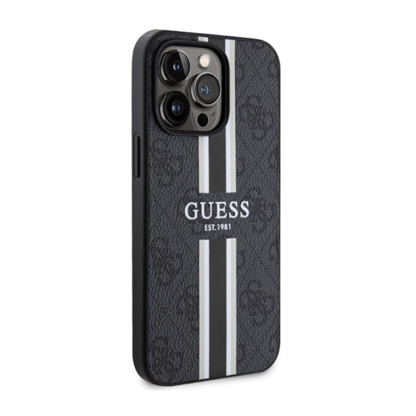 Etui Do iPhone 13 Pro Max Guess 4G Printed Stripes MagSafe Czarny