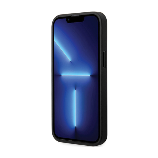 Etui Do iPhone 13 Pro Max BMW Leather Carbon Blue Line Czarny