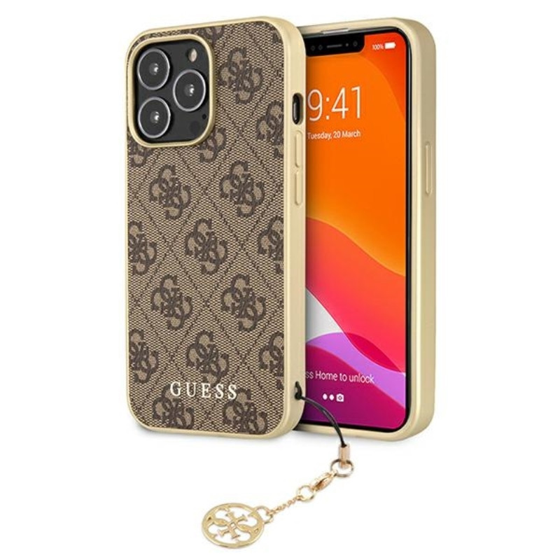 Etui Do iPhone 13 Pro Guess 4G Charms Collection Brązowy