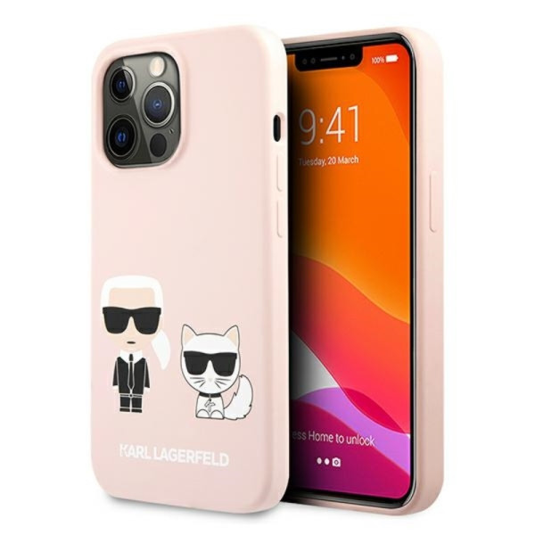 Etui Do iPhone 13 Pro Karl Lagerfeld Slilicone Karl & Choupette Różowy