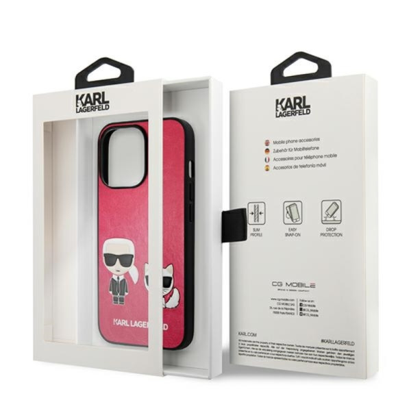 Etui Do iPhone 13 Pro Karl Lagerfeld Pu Leather Karl & Choupette Embossed Różowy