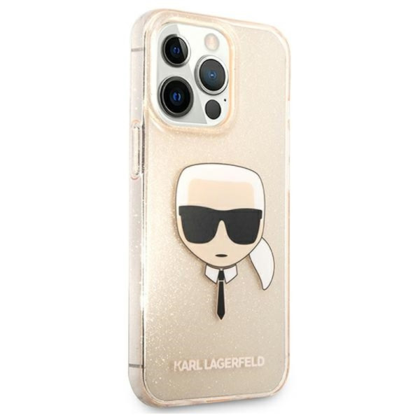 Etui Do iPhone 13 Pro Karl Lagerfeld Karl’S Head Glitter Złoty