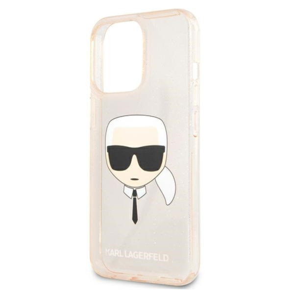 Etui Do iPhone 13 Pro Karl Lagerfeld Karl’S Head Glitter Złoty