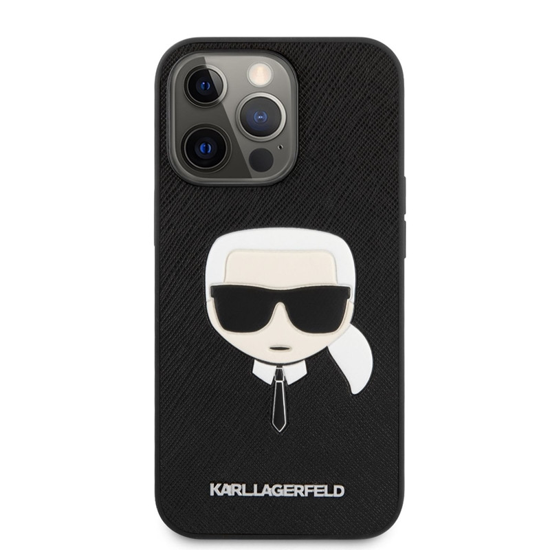 Etui Do iPhone 13 Pro Karl Lagerfeld Saffiano Ikonik Karl`S Head Czarny