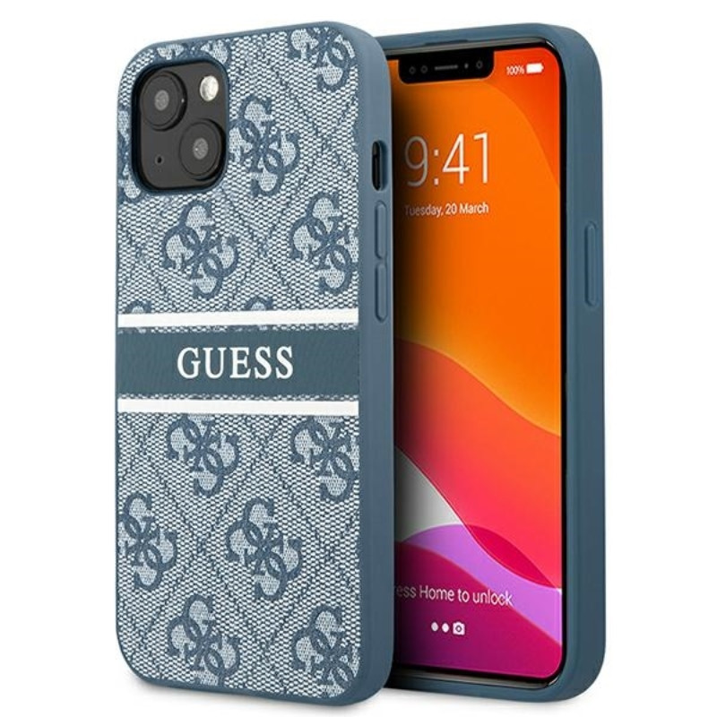 Etui Do iPhone 13 Mini Guess 4G Printed Stripe Niebieski