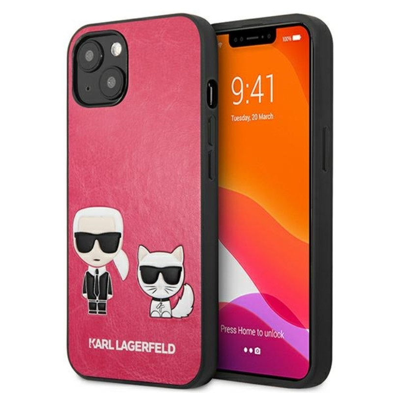 Etui Do iPhone 13 Mini Karl Lagerfeld Pu Leather Karl & Choupette Embossed Różowy