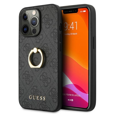 Etui Do iPhone 13 Pro Guess 4G Ring Case Szary